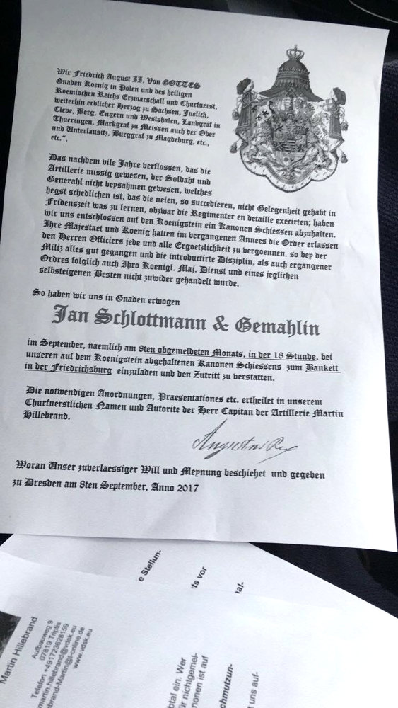 Einladung für uns als Gäste zum Kanonenschießen Einladung für uns als Gäste zum Kanonenschießen